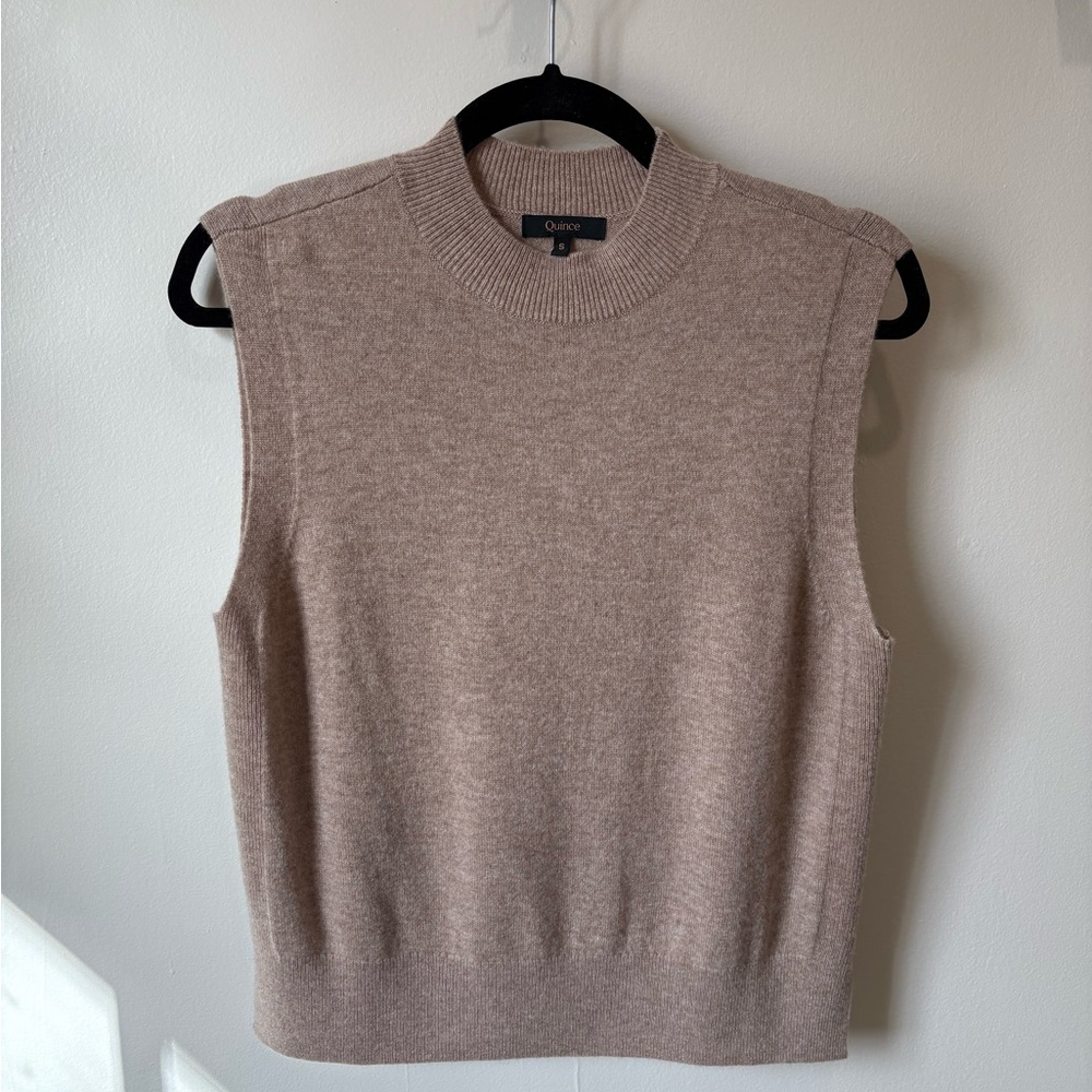 Tan Cashmere Sleeveless Sweater